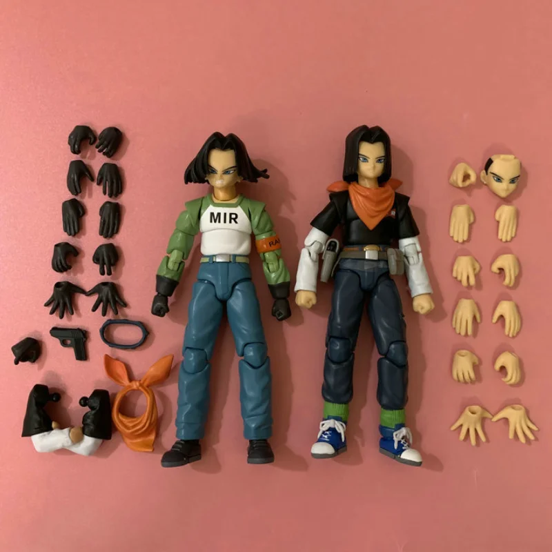 

Dragonn Ball 18 17 Double Suit Super Action Figure Moedel SHF Collection Desktop Ornament 13cm