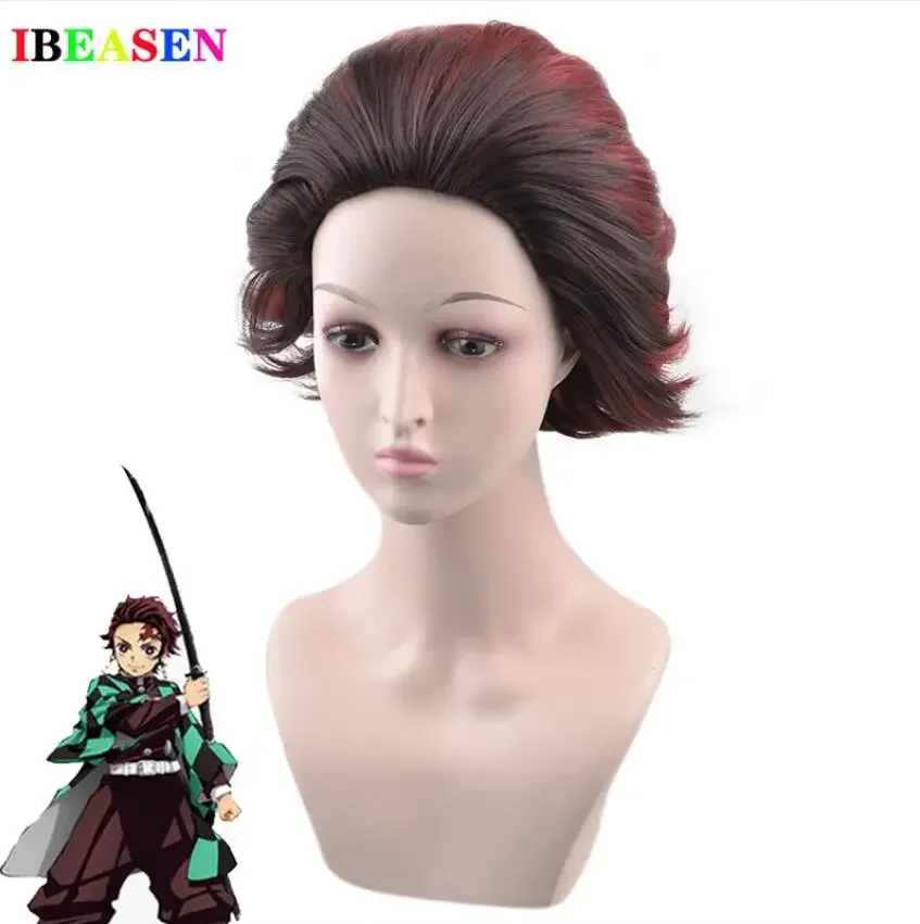 

Парик для косплея аниме Kamado Tanjirou, 30 см, короткие термостойкие синтетические волосы для девочек