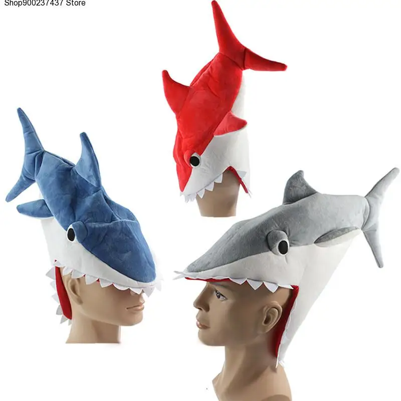 

Halloween funny originality Aquarium shark piranha fish hat plush toy Stuffed Plush Cap Cosplay Hat for children Adult gift
