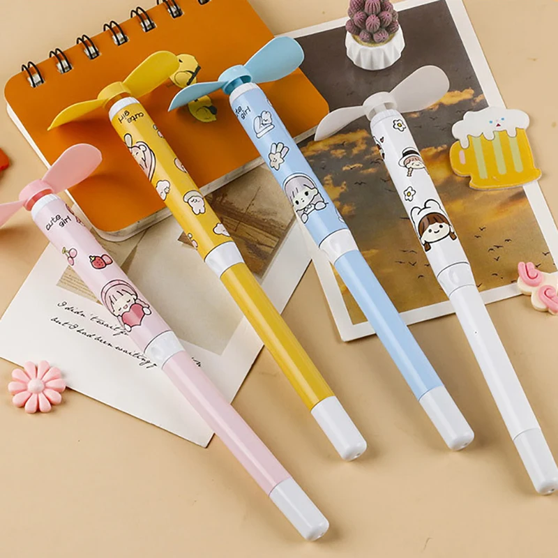 

1Pc Hand-held Shape Mini Fan Portable Travel Wind Blower Kawaii Stationery Random Color