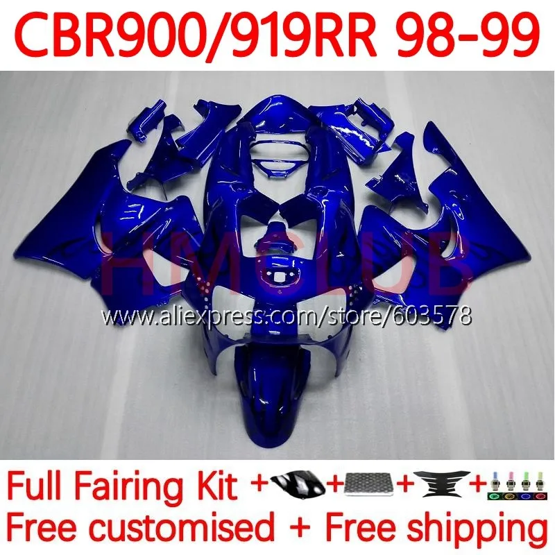 

Body For HONDA CBR919RR CBR 919RR 900RR CBR900 919 RR CC 98-99 CBR919 RR 1998 1999 CBR900RR 98 99 Fairing 118No.24 blue flames