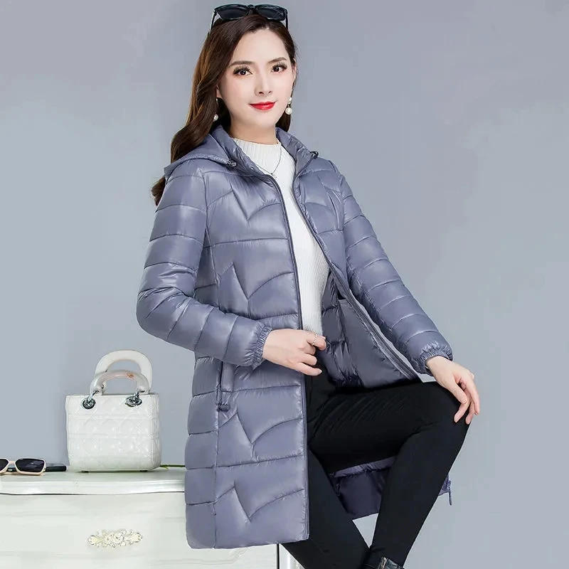Glossy Padded Jacket Womens New Winter Thicken Windproof Rainproof Warm Parkas Women Hooded Down Cotton Coat Solid Women Outwear