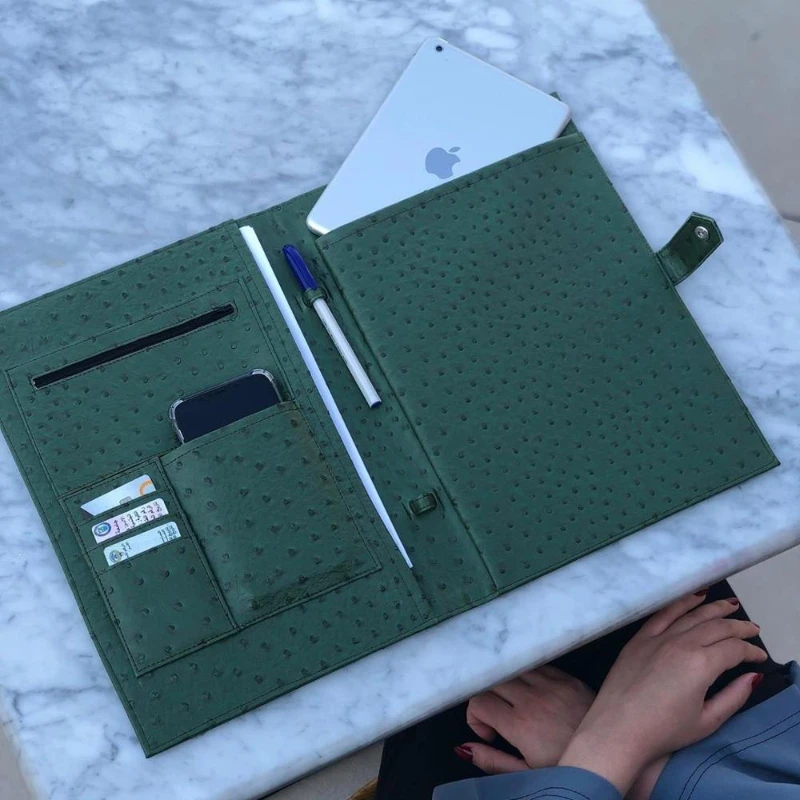 

Fashion Business Briefcase Embrossed Ostrich Pattern File Folder New Large Capacity Laptop Briefcase Top Quality Document Bag
