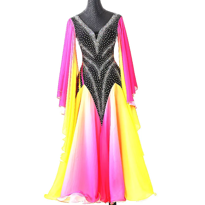 

2022 News ballroom pink standard dress for ballroom dance dress for Waltz-MD947