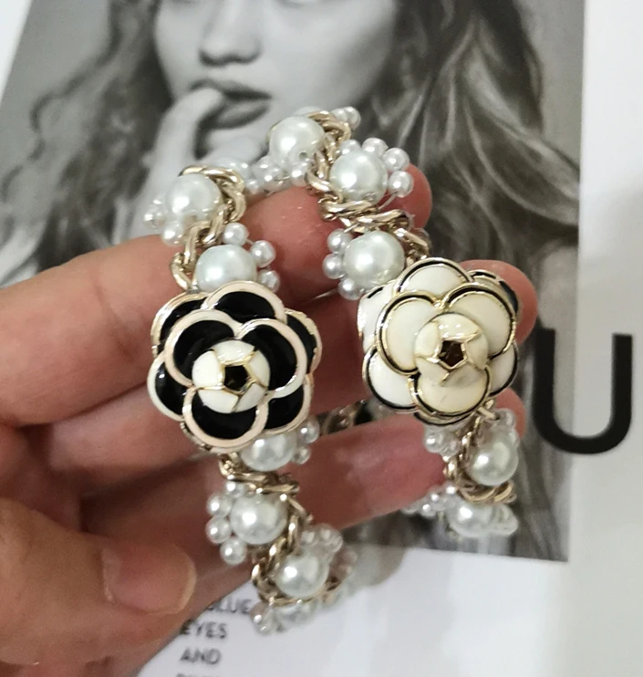 Элегантные камелии цветок жемчуг браслеты свадебные ювелирные изделия |