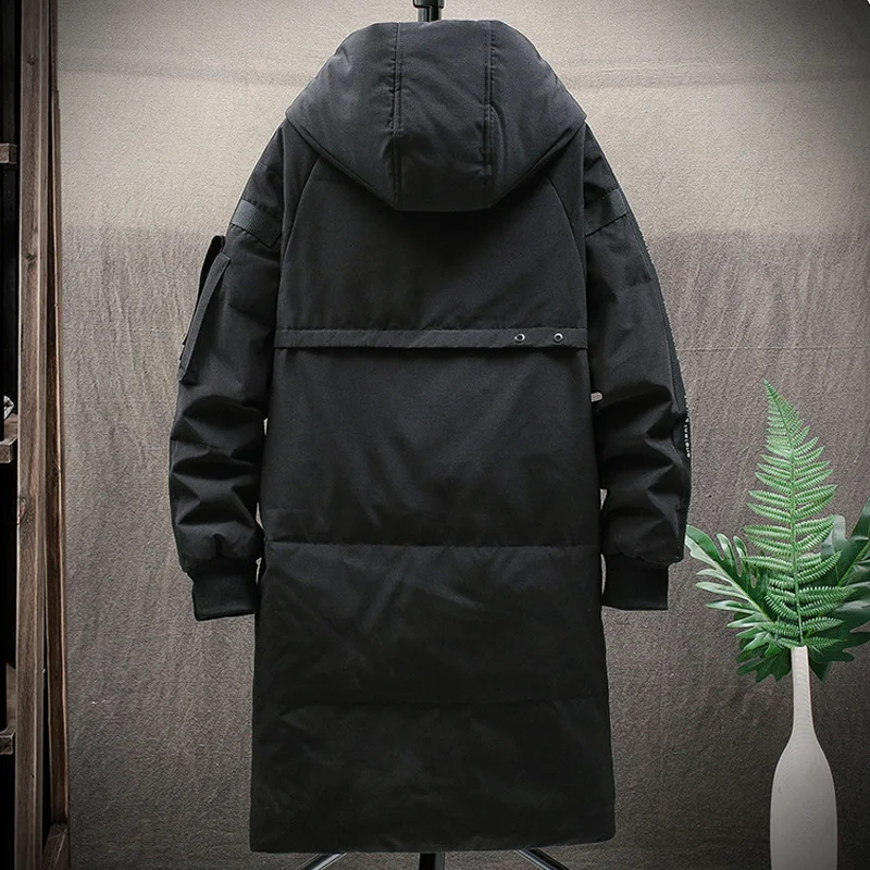 Men's Winter Down Jacket Fashion Casual Long Down Jackets Coats Men Warm Black Outerwear Outdoor Warm High Quality