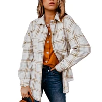 cydnee vintage woolen jacket women winter college style buttoned pockets shirt coat casual long sleeved plaid shirt oversize