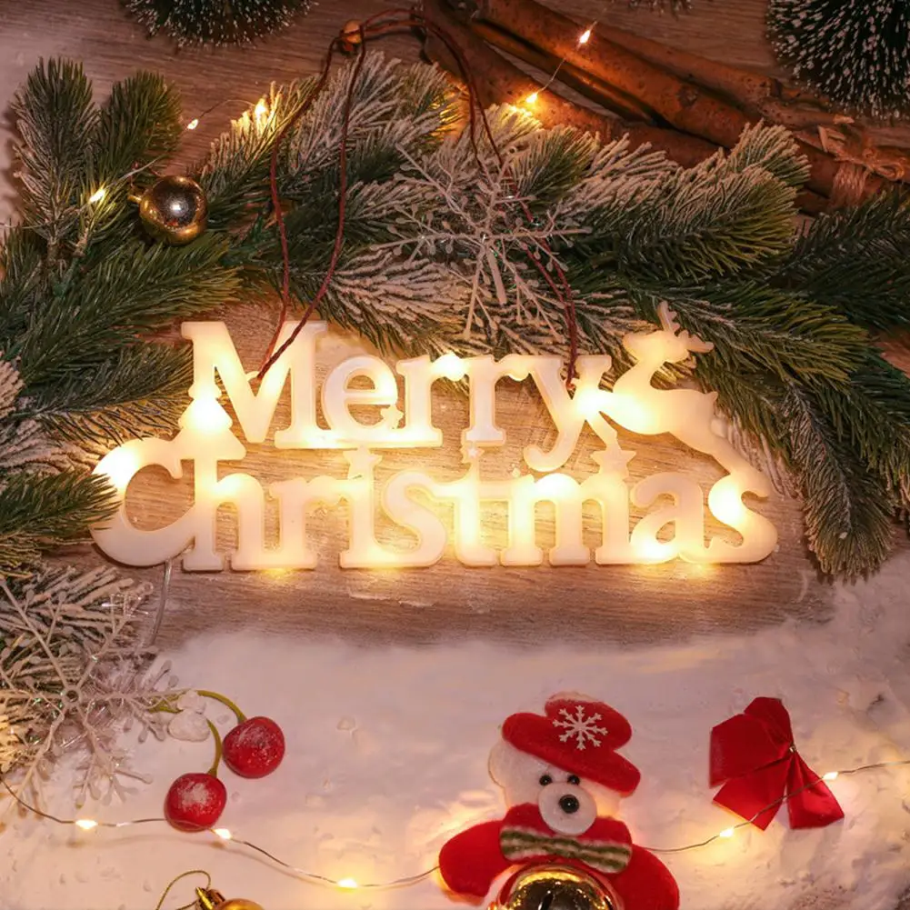 

LED Lamp Merry Christmas Letters Lights Hanging Light For Christmas Tree Ornaments Home Room Decors New Year Party Decorations