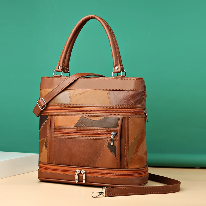 

Вместительная женская кожаная сумка через плечо, роскошные дизайнерские брендовые сумочки с несколькими карманами, модная Женская дорожна...