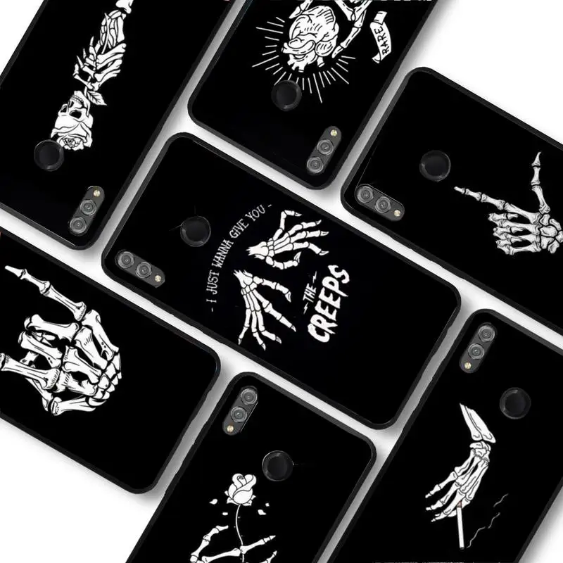 

Skeleton Gesture Art Phone Case For Huawei honor 10Lite 10i 20 8x 10 Funda for Honor 9lite 9xpro Back Coque