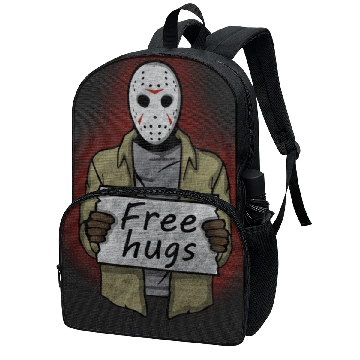FORUDESIGNS Horror Movie Elements Print Backpacks College Students Fashion School Bags Utility Double Zipper Bookbags Travel Out