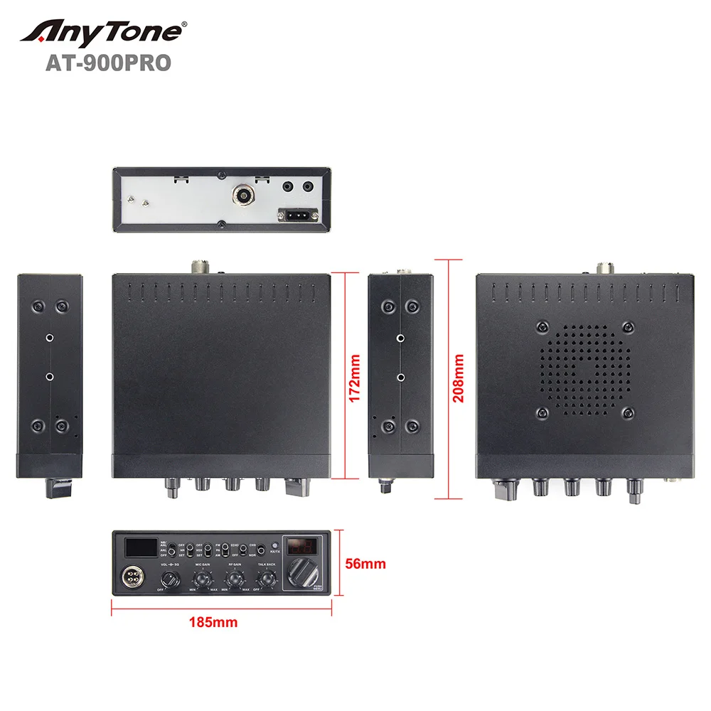 Фото Радиостанция Anytone AT-900PRO USA с погодным каналом, 27 МГц, CB-радио, AM/FM, двухсторонняя связь, 12/24В, рация дальнего действия для любительской радиосвязи №5