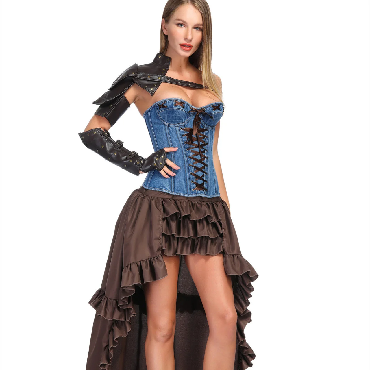 Унисекс готика стимпанк PU на одно плечо комплект ремней руку регулируемые