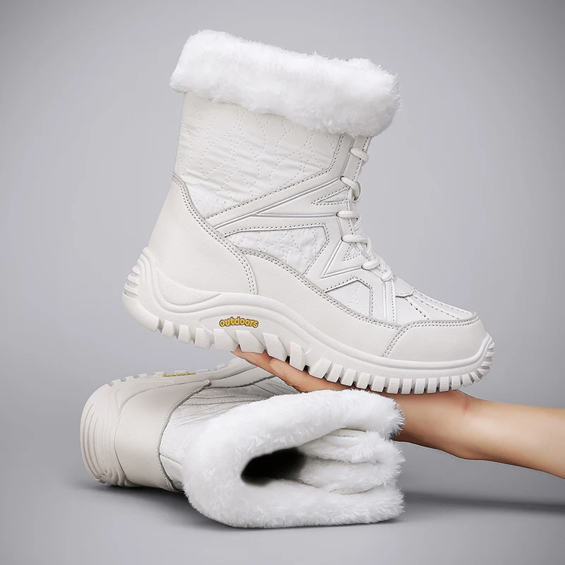 Women Boots High Quality Non-slip Waterproof Winter Woman Snow Boots Keep Warm Plush Ankle Boots for Women Goth Shoes