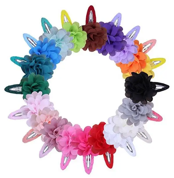 Cute 22 Colors Fashion Baby Girls Mini Chiffon Flowers Hair Clips Sweet Children Hairpins for Kids Hair Accessories Photo Props