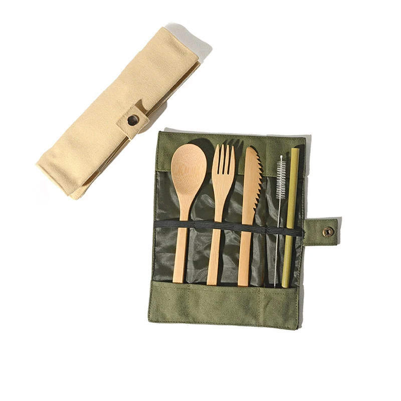 

Набор столовых приборов GIEMZA из бамбука, комплект из 5 предметов, безопасный нож, вилка, ложка, деревянный соломенный прибор для пикника