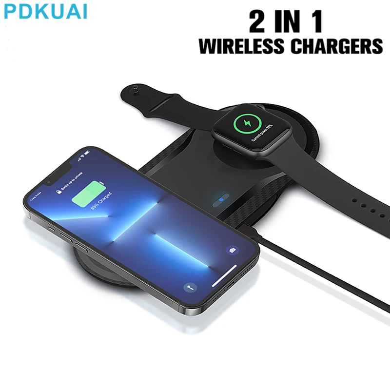 

2 In 1 20W Fast Wireless Charger For iPhone 14 13 12 11 XS XR X 8 Apple Watch 7 6 SE 5 AirPods 3 Pro Induction Dual Charging Pad