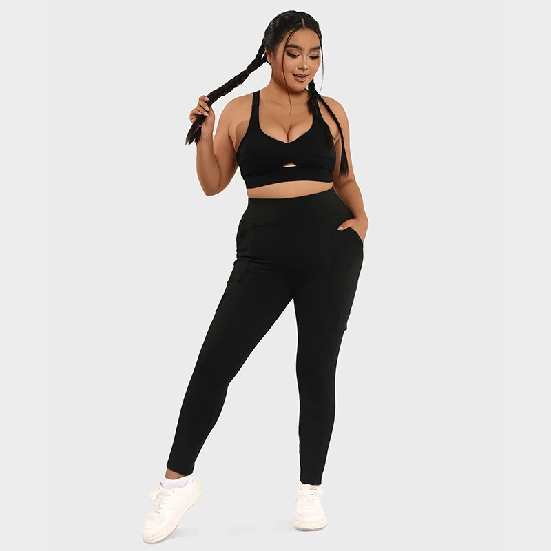 LUOYIYANG Plus Size Women's Leggings Push Up Sports Pocket Yoga Pants Gym Fitness Workout Black Clothing 2023 L-4XL