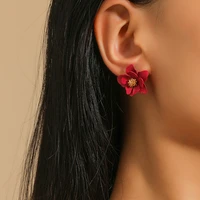 korean earrings iron alloy flower plant ear rings for women studs simple personalized creative multi layer petal flower sweet