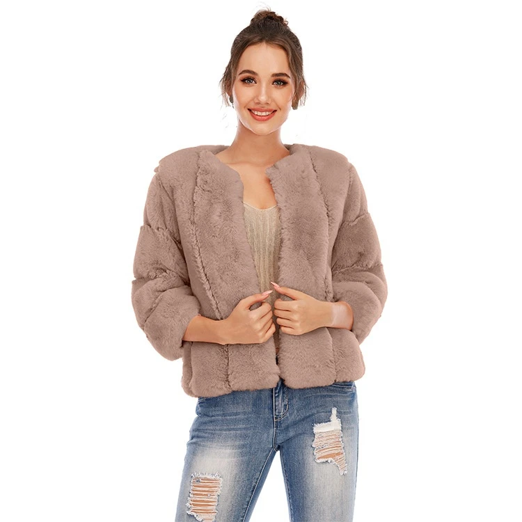 

Ladies Long Sleeve Winter Faux Fur Coat Women Short Oversized Jacket Pink Warm Furry Outerwear 4xl Female Overcoat Windbreaker