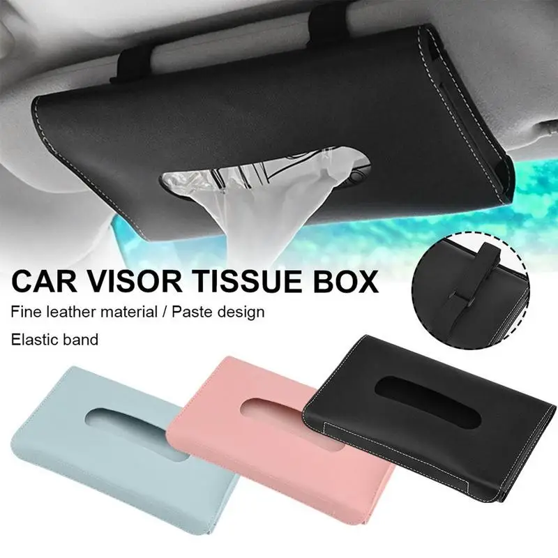 

Car Tissue Holder Durable Leather Car Sun Visor Tissue Box Holder Stylish Multi Use Auto Wipes Dispenser Auto Interior Accessory