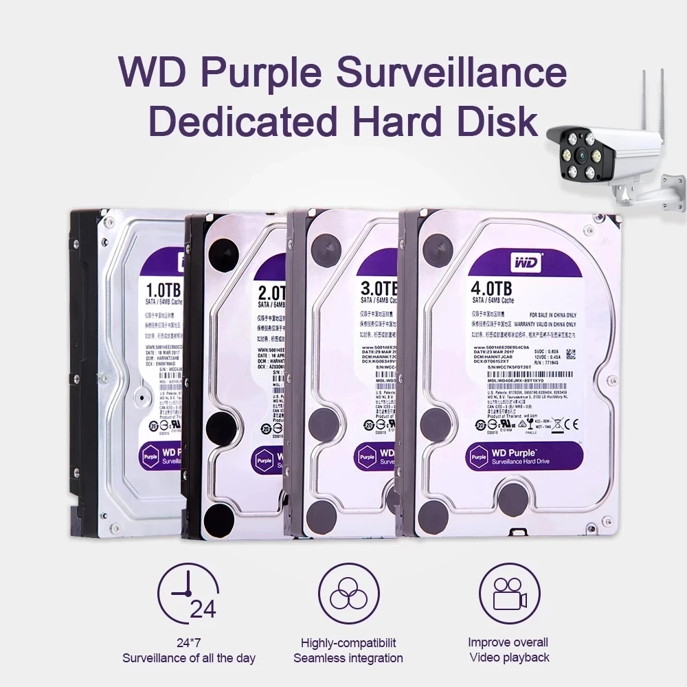Внутренний жесткий диск Western Digital WD Purple, 3 ТБ, 4 ТБ, 6 ТБ ...