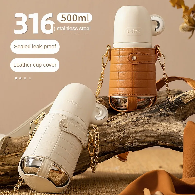 Cup Girls Water Cup 316 Stainless Steel Portable Diagonal Bag Tea Cup