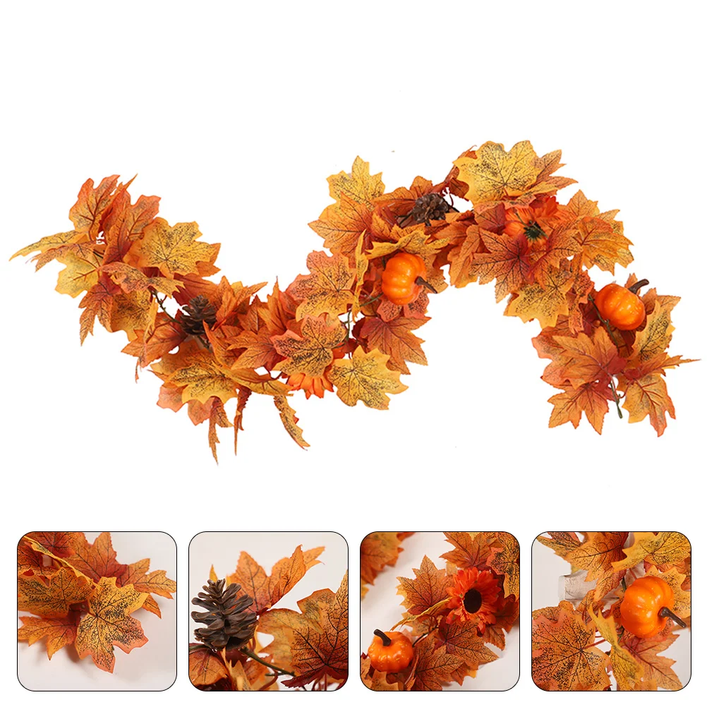 

Simulated Maple Leaf Rattan Fall Garland Christmas Decorations Outdoor Autumn Home Thanksgiving Fireplace