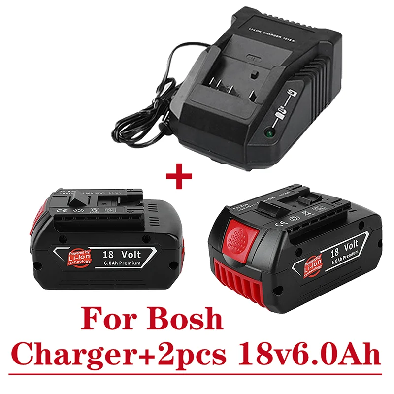 

original 18V 6000mAh Rechargeable For Bosch 18V 6.0Ah Battery Backup Portable Replacement BAT609 Indicator light+3A Charger