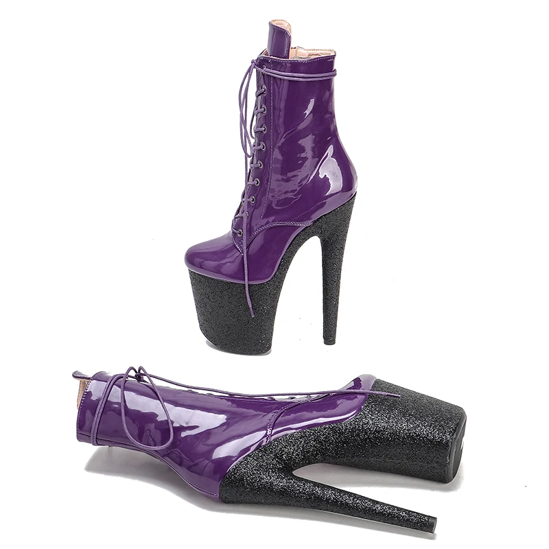 Leecabe  Pole dance boot with 20CM/8inches  Patent materials High Heel platform Boots Pole Dance boot