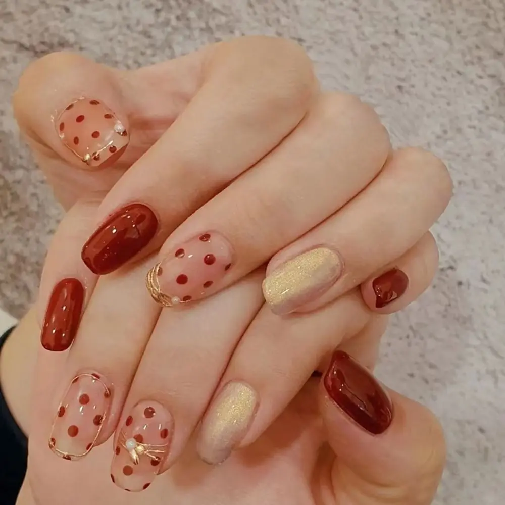 

Винно-красные искусственные ногти, искусственные ногти с полным покрытием, 24 шт./коробка