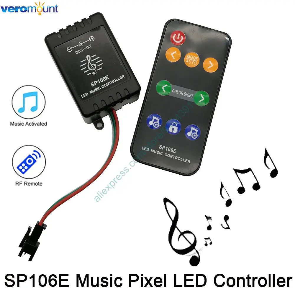 SP106E RGB светодиодный контроллер 9-клавишный RF беспроводной пиксельный IC SPI Music