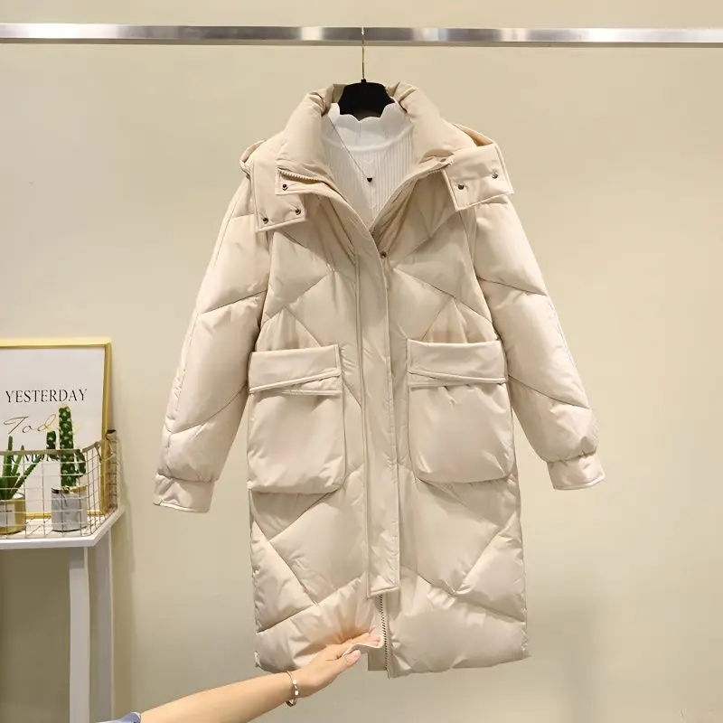 

2023 Newest Fashion Women Down Jacket Winter Coat Female Thick Hooded Parkas Long Large Size Outwear Loose Slim Overcoat V818