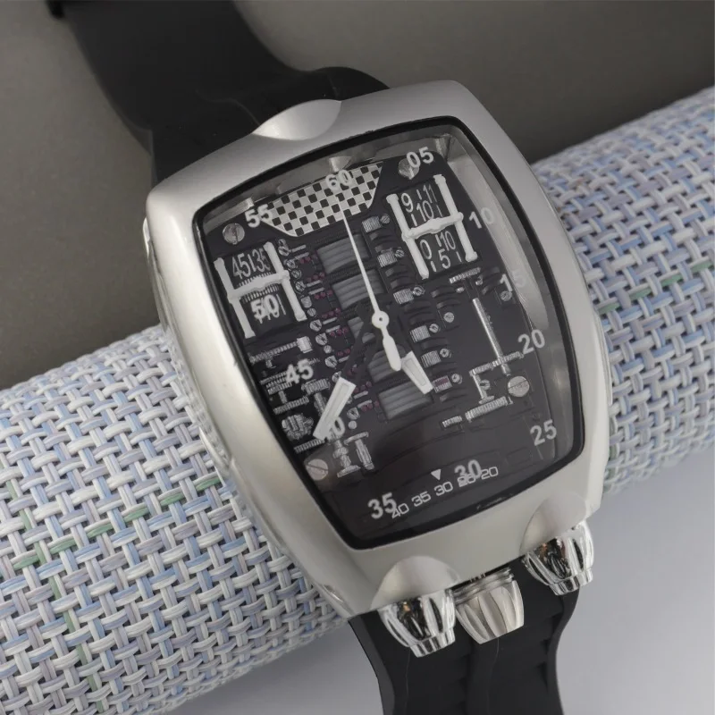 Мужские Кварцевые Наручные Часы Nepic С Резиновой Лентой Модный Красный Циферблат