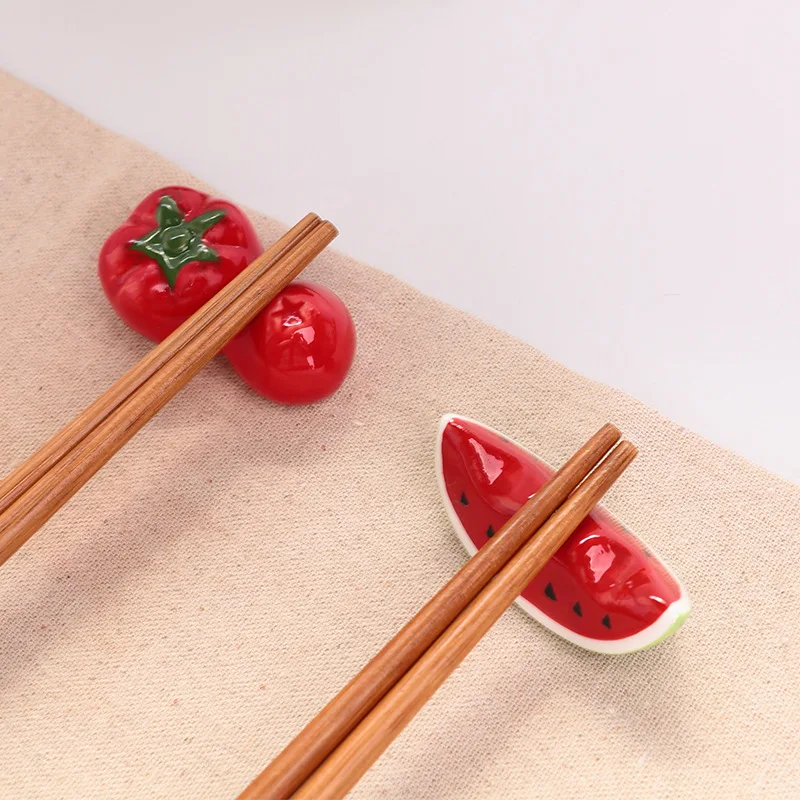 

Creative Watermelon Ceramic Chopstick Rest Rack Tomato Chopstick Shelf Stand Pen Holder Tableware Table Decoration