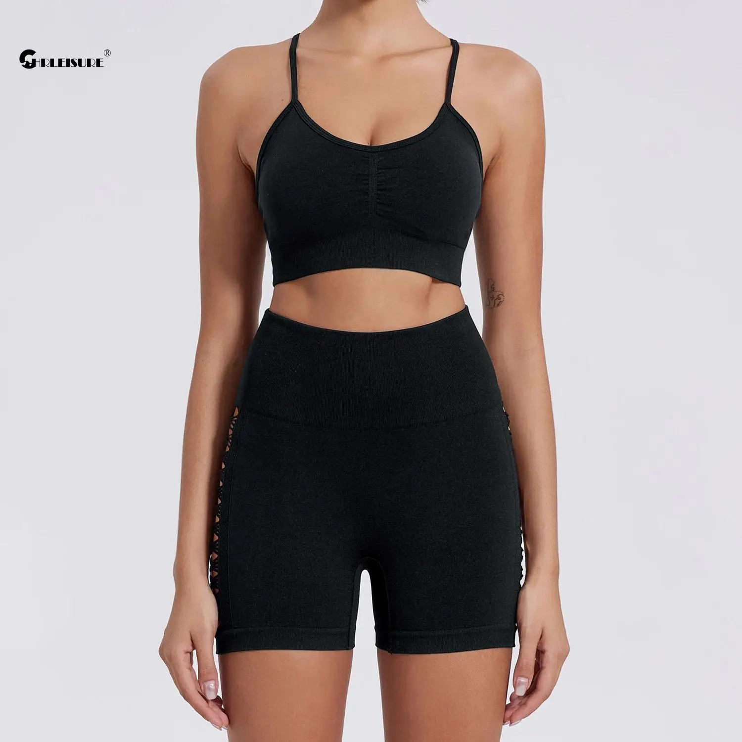 Женский бесшовный комплект для йоги CHRLEISURE из 2 предметов занятий спортом