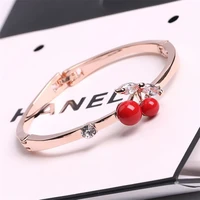 2022 new fashion cute cherry bracelet female personality versatile simple zircon bracelet