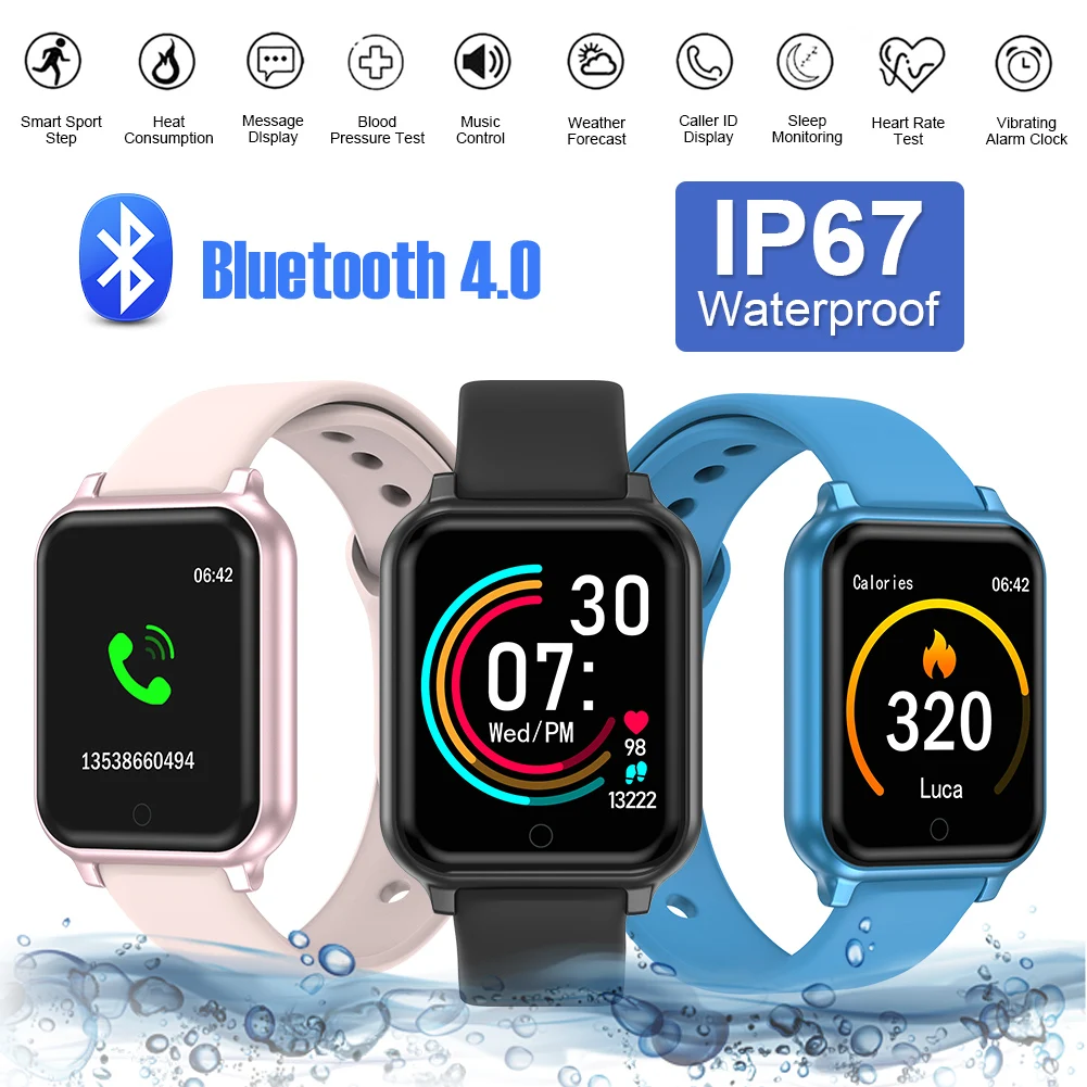 

Smart Bracelet Square Fashion Sports Waterproof Heart Rate Health Step Bracelet Heart Rate Monitor Blood Pressure Wrist Watch