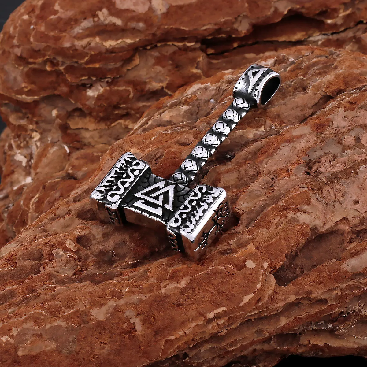 

New Odin Thunder Hammer of God Stainless Steel Viking Necklace Nordic Men's Retro Norse Teen Pendant Fashion Punk Jewelry Gift