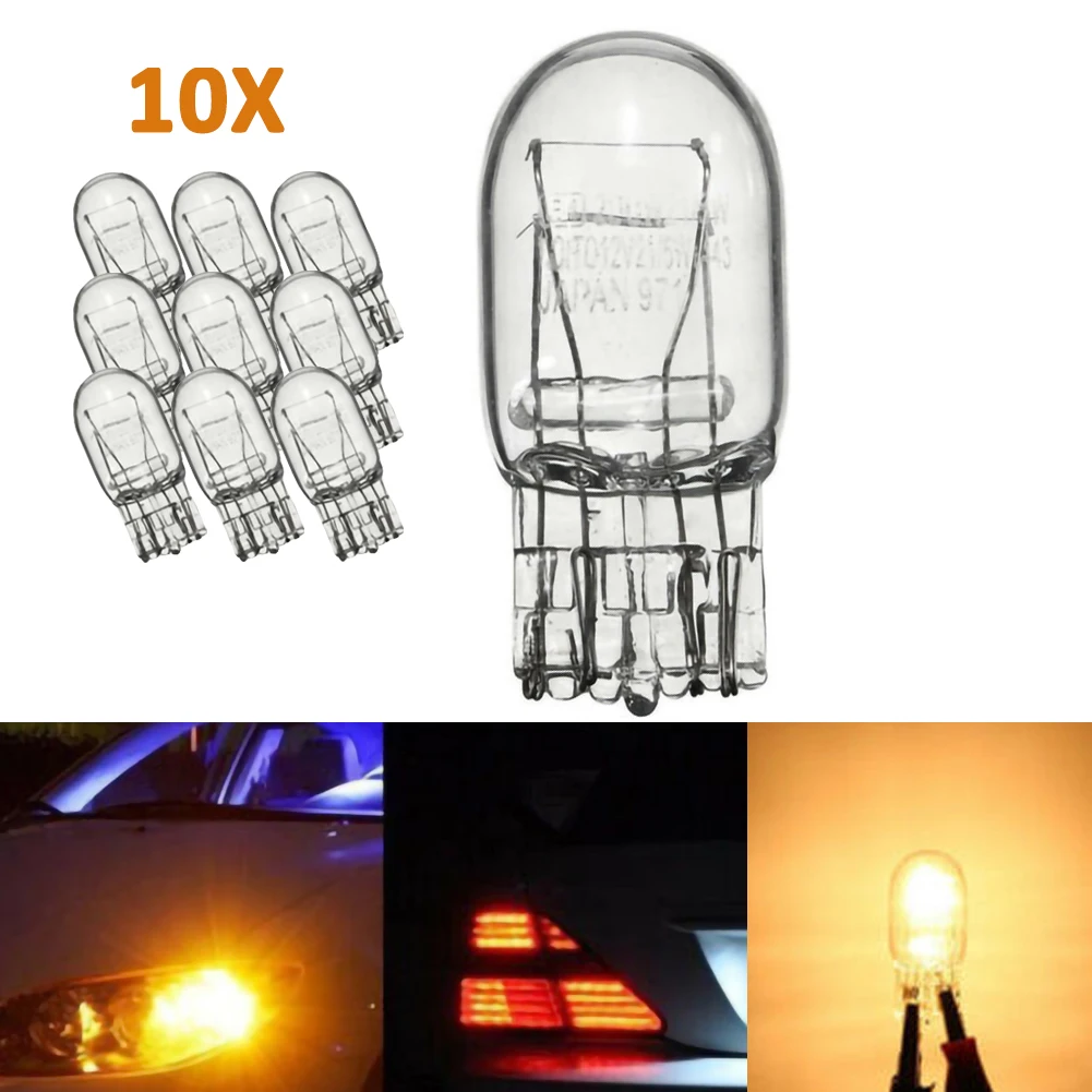 

10Pcs Clear Glass Turn Signal Brake Stop Tail Lights Bulb T20 7443 W21 5W Daytime Running Lights Turn Stop Brake Tail Bulbs