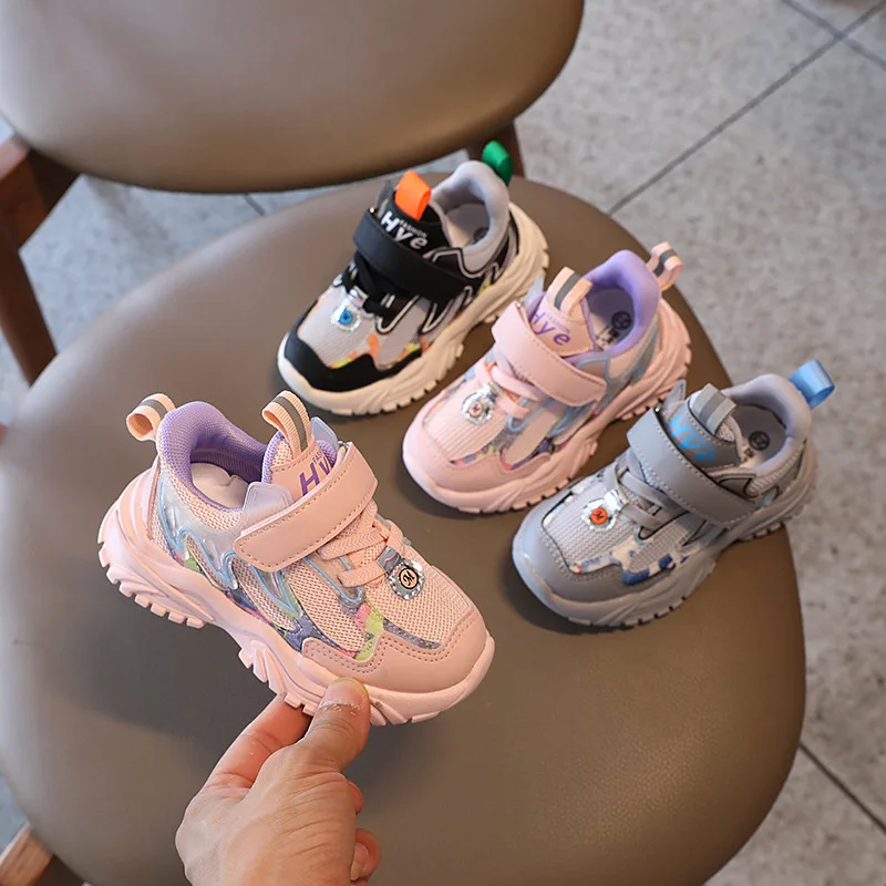 

Children Air Mesh Sneakers 2-6 Years Baby Girls Casual Sport Shoes Toddler Boys Design Lace-up Running Shoes Kids Tennis Shoes