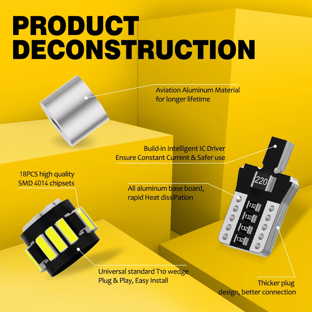 10 шт. автомобильные лампы AUXITO T10 168 дюйма 12 В 194 к