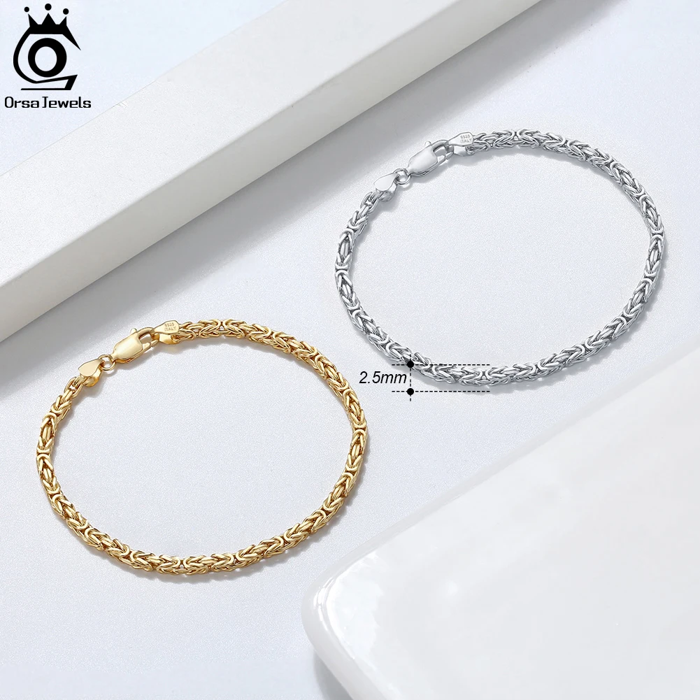 ORSA JEWELS 18 К 2 5 мм плоская византийская цепочка-браслет ожерелье из стерлингового