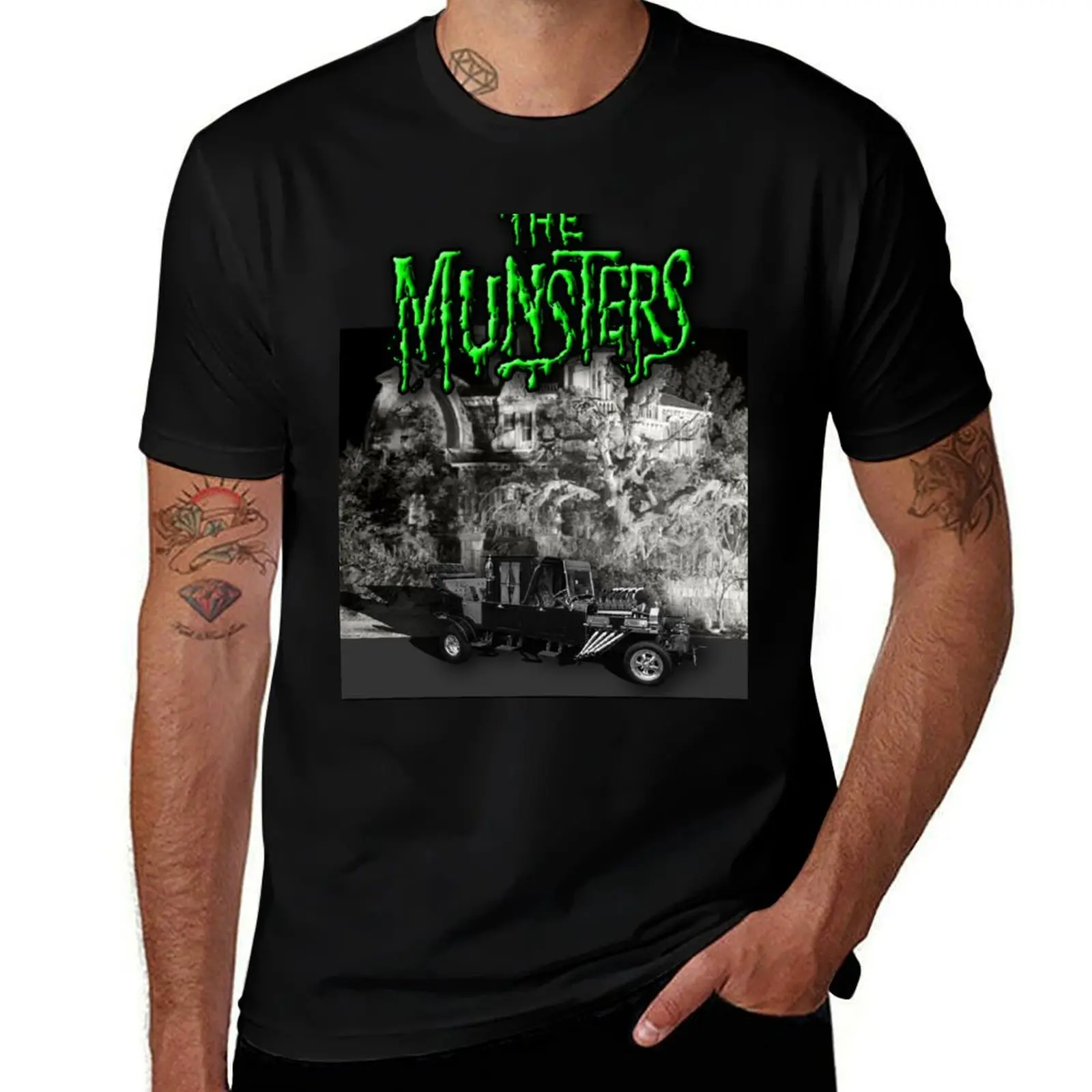 Фото Футболка Munsters, мужская дизайнерская мужская футболка, высококачественные роскошные брендовые футболки для мужчин, винтажная футболка с графикой №1