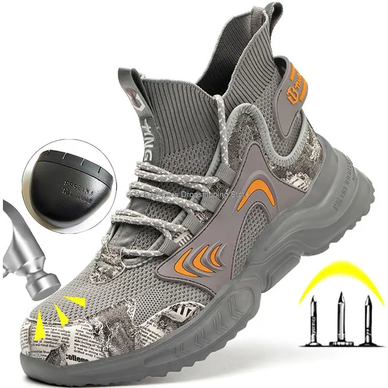 Fashion Men Work Safety Boots Steel Toe 