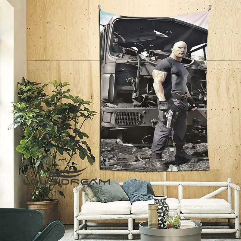 Dwayne Johnson Macho Tapestry Wall Hanging Bedroom Decor Blanket Hippie Background Cloth Illustration Mural  Wall Decor images - 6