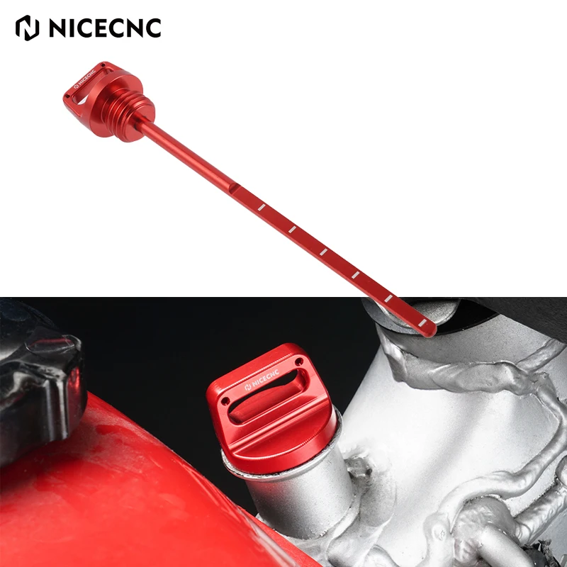 

NICECNC For Honda XR650L 1993-2022 2021 XR600R 1983-2000 XR 650L 600R Motorcycle Engine Oil Dipstick Stick Plug Aluminum Red