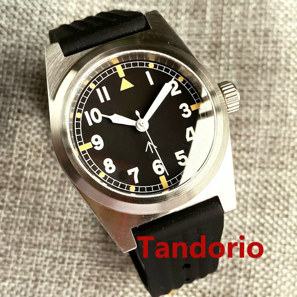 

Tandorio 38mm PT5000/NH35A Automatic Men Watch 200M Waterproof Sapphire Glass Lume Vintage Dial Brushed Case Rubber Strap