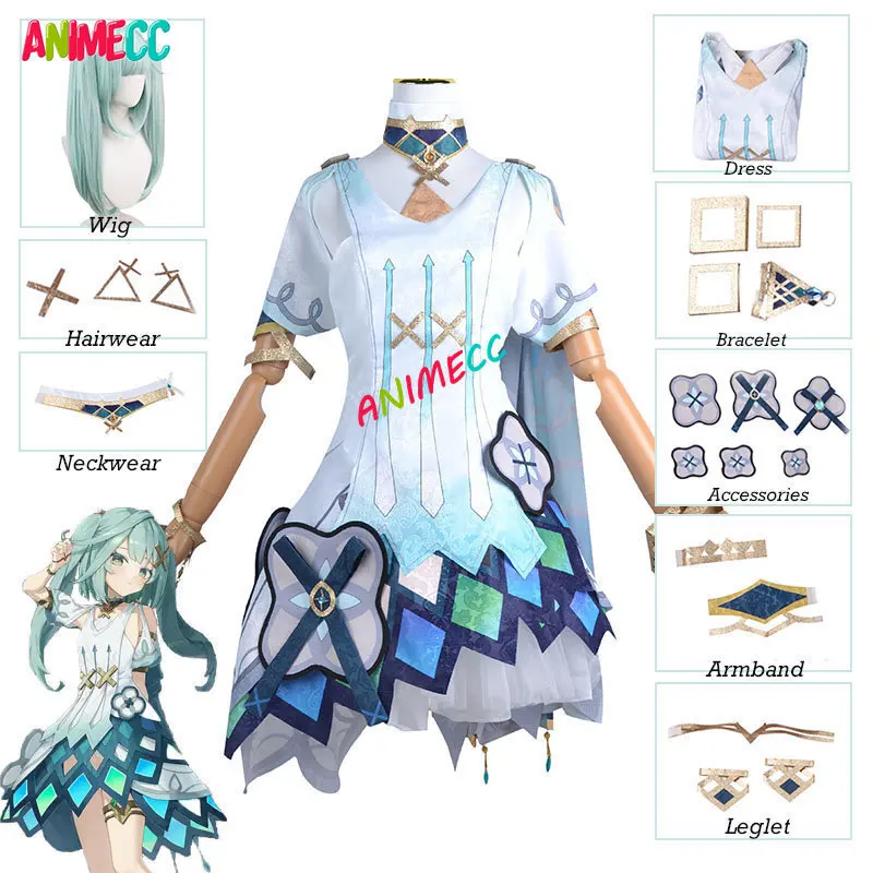 

ANIMECC Faruzan Genshin Impact Cosplay Costume Wig Shoes Anime Game Lolita Dress Halloween Costumes for Women Girls Full Sets