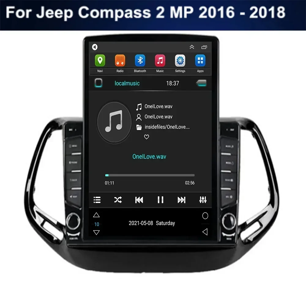 Для Tesla Style 2Din Android 13 Автомобильный радиоприемник для Jeep Compass 2MP 2016-35 Мультимедийный